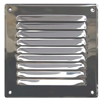 Image of Polished Chrome Air Vent Grille with Fly Screen/Mesh/Net Metal Wall Ventilation Cover (165mm x 165mm, Chrome)