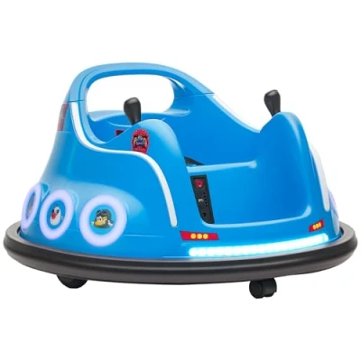 Image of AIYAPLAY Angry Bird Licensed 12V Kids Bumper Car, 360 Degree Rotation Battery Powered Waltzer Car with Joysticks, Remote Control, Music USB LED Lights Blue