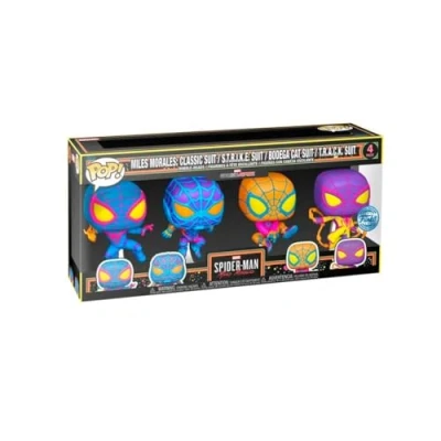 Image of Funko Miles Morales Blacklight US Exclusive Pop! Vinyl Figure 4 Piece Set