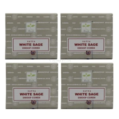 Image of Satya White Sage Incense Cone x4 pack, used for Aromatherapy, Spa, Yoga, Weddings, Reiki, Meditation, Healing by SAMASIA