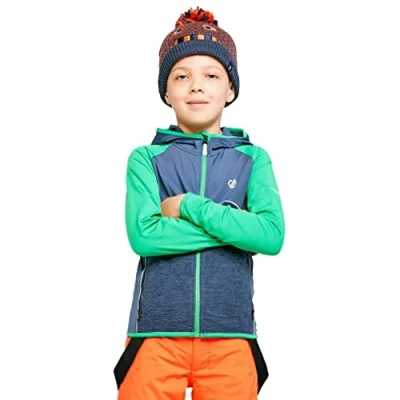 Image of Dare2b Hasty Core Stretch Lightweight Warm Backed Quick Drying Full Zip Jacket Midlayer Vivid Green/Dark Denim, 9 10
