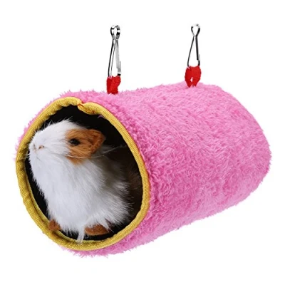 Image of Parrot Nest Soft and Warm Bird Cage Pets Windproof Plush Hammock Hanging Swinging Bed Cave Nests Tent (L/Pink)