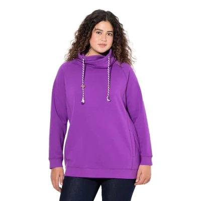 Image of Ulla Popken Women&#039;s Sweatshirt, Weiter Stehkragen, Taschen, Raglan Langarm, Purple, 46 48