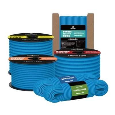 Image of Kamu Synber Bungee Cord 6mm x 10m Elastic Shock Rope for Tarpaulin, Kayak, Tie Down, Camping Blue