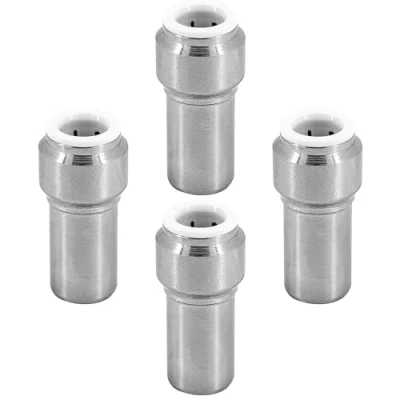 Image of SPARES2GO Radiator Valve 15mm x 10mm Pushfit Chrome Speed Fit Reducing Straight Compression Stem (Pack of 4)