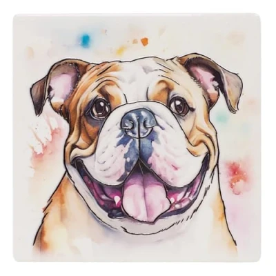 Image of Art of Arora 2952 Bulldog Ceramic Coaster 10 x 10cm
