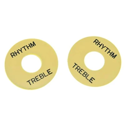 Image of KAISH 2pcs Cream with Black Letters LP Guitar Toggle Switch Washer Plate Rhythm Treble Ring for Les Paul