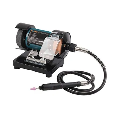 Image of KATSU Mini Bench Grinder, 3 Inch 70mm Multi Function Art Craft Electirc Polisher Sander Sharpener with Flexible Drive Shaft Grinding Attachment for Precise Work 100081