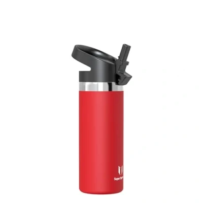 Image of Super Sparrow Water Bottle Insulated 500ml Wide Mouth Metal SwivelSip Flask BPA Free, Leak Proof Ergonomic Straw Bottles for Work, Gym, Travel, Sports