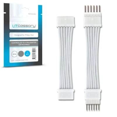 Image of Litcessory Controller to 6 PIN Adapter for Philips Hue Lightstrip Plus (Detachable Version, White Micro V4 / Solo Lightstrip)