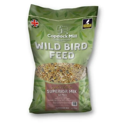 Image of Copdock Mill Wild Bird Seed Superior Mix 12.75kg All Year Round Seeds for Small Garden Birds With Black Sunflower and Nyjer 100% Natural Nutritional Food