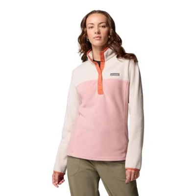 Image of Columbia Women&#039;s Benton Springs 1/2 Snap Pull Over 2, Fleece Over, Eraser Pink/Dark Stone/Tuscan, XS