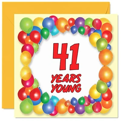 Image of Fun 41st Birthday Cards for Men Woman Years Young Happy Card Dad Grandma Brother Sister Auntie Nanny Mum Uncle Grandad, 145mm x Greeting Cards,
