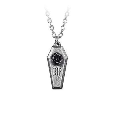 Image of Alchemy Gothic RIP Rose Necklace Silver Coloured
