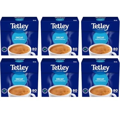 Image of Tetley Original Decaf Tea, Pack of 6, 480 Tea Bags Total