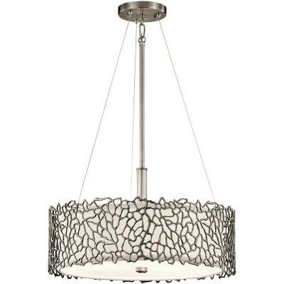 Image of Silver Coral 3 Light Ceiling Duo Mount Pendant Classic Pewter, E27
