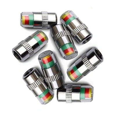 Image of ANCLLO 4Pcs Car Tire Pressure Monitor Valve Stem Caps Sensor Indicator 3 Color Eye Alert