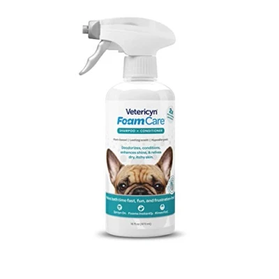 Image of Vetericyn Foamcare Pet Shampoo And Conditioner. Spray On To Deodorize Condition Coat. Natural, Plant Based Small Animal Shampoo. 473 Ml