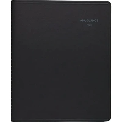 Image of AT A GLANCE 2023 Weekly &amp; Monthly Planner, QuickNotes, 8&quot; x 10&quot;, Large, Open Scheduling, Tabs, Pocket, Black (760105)