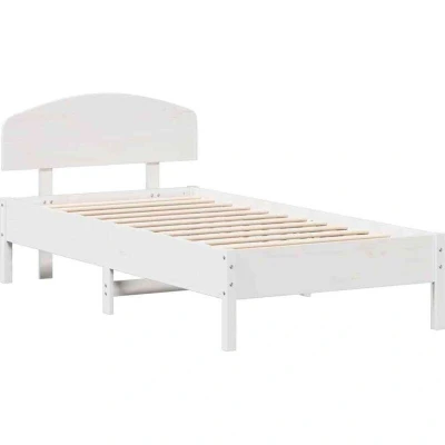 Image of vidaXL Bed Frame without Mattress White 75x190 cm Small Single Solid Wood Pine