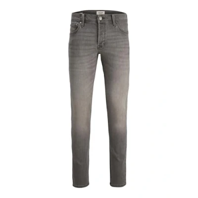 Image of JACK &amp; JONES Men&#039;s Jeans Slim Fit Denim Pants Low Rise Button Fly, Grey Colour, UK Size 30W / 32L