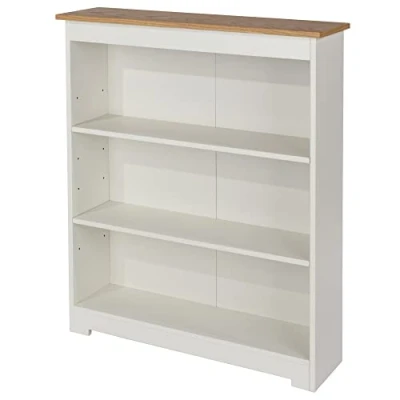 Image of Core Products, Colorado Low Wide Bookcase, White with Oak Vaneer Top