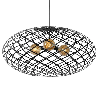 Image of Lucide WOLFRAM Pendant light 100 cm 3xE27 Black