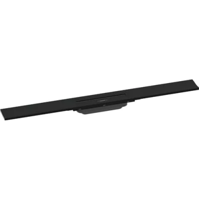 Image of hansgrohe 56051670 RainDrain Flex Ready Set Shower Drain 800 Can be Shortened for Wall Mounting Matt Black Complete Channel, 80 cm