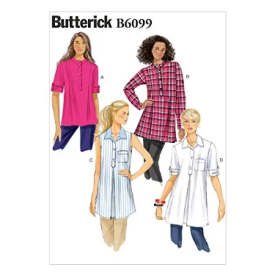 Image of Butterick Patterns 6099 Y Sizes Extra Small 4 6/ 8 10/ Medium 12 14 Misses Tunic,White
