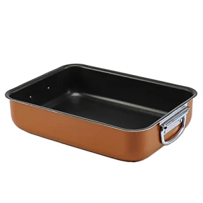 Image of Alluflon Zecchino Non Stick Oven Dish, 25 x 18 cm, Aluminum, Orange