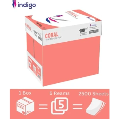 Image of Indigo® A4 White Multipurpose Premium Copier 100gsm Paper Pack (2500 Sheets (1 Box))