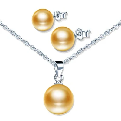Image of Yumilok 925 Sterling Silver Jewellery Sets for Women, Pearl Earring Necklaces Set