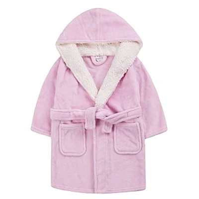 Image of Evotex Trading Girls/Childrens Pink Plush Hooded Fleece Kids Robe Dressing Gown Age 3/4 Years