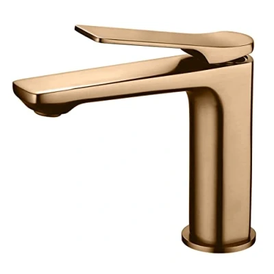 Image of Brushed Copper Bathroom Sink Tap Basin Standing Faucet Mixer Single Lever