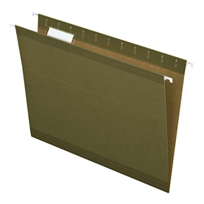 Image of Pendaflex Reinforced Hanging Folders, Letter Size, Standard Green, 1/5 Cut, includes Tabs and Inserts, 25/Box (41521AMZ)