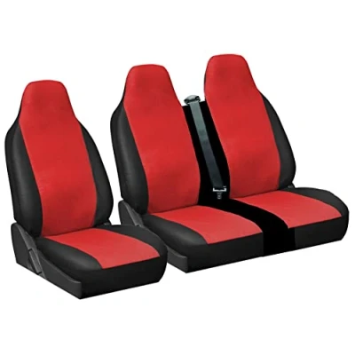 Image of Carseatcover UK® Heavy Duty Red/Black LEATHERETTE UK MADE Van Seat Covers Single + Double