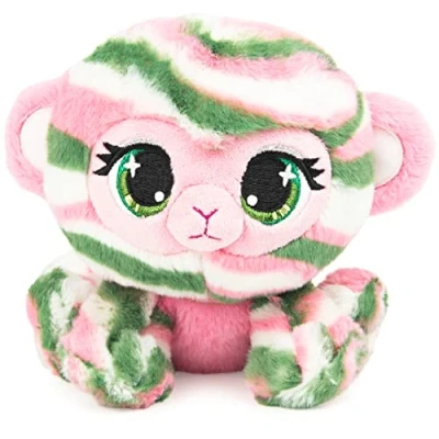 Image of GUND Official, P.Lushes Cute Designer Fashion Collectable Pets Olivia Moss Monkey Premium Stylish Stuffed Animal Soft Plush, Green and Pink, 15.2cm Toy For Girls Boys Aged 3 Years Up