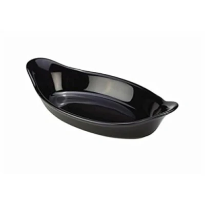 Image of Genware NEV B23 BL Royal Oval Eared Dish, 22 cm, Black (Pack of 4)