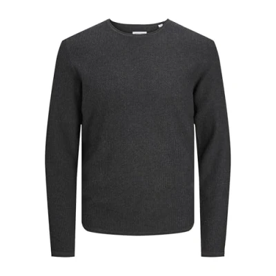 Image of JACK &amp; JONES Men&#039;s Jjecooper Knit Crew Neck Noos Jumper, Dark Grey Blend, L