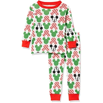 Image of Amazon Essentials Disney Marvel Star Wars Unisex Babies&#039; Snug Fit Cotton Pyjama Sleepwear Sets, Mickey Holiday Baby and Kids, 18 Months