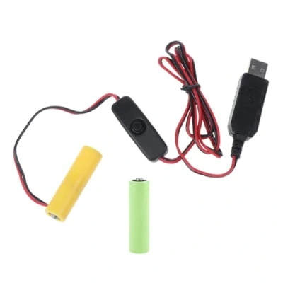 Image of LR6 AA Battery Eliminators Cable 2m USB Power Supply Replace 2pcs 1.5V For Electric Toy Flashlight Clock