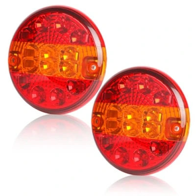 Image of AOHEWEI 2 Pcs LED Trailer Tail Light Round Truck Lamp Brake Indicator Waterproof 12V 24V for Caravan