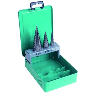 Image of DART 3 Piece Straight Flute Step Drill Set HSS Bit for Metal, Sheet Stainless Steel, Cast Iron, Aluminium, Non ferrous Metals, Plastic