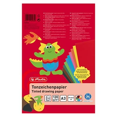 Image of Herlitz A3 Coloured Drawing Paper Pad 10 Sheets 229302