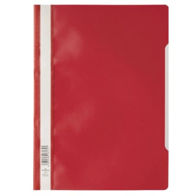 Image of Durable Clear View A4 Document Folder Red Transparent Front Cover Pack of 50 Folders Ideal for Holding Punched Documents