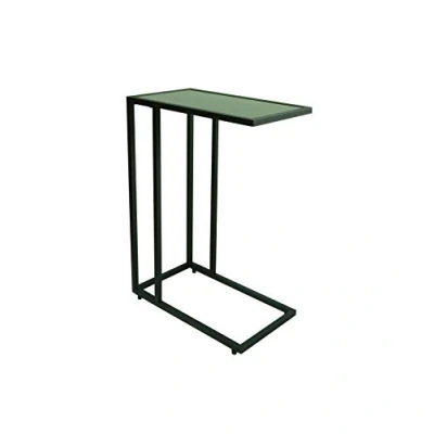 Image of Aspect Bellini Glass Top Sofa Side End Laptop Table (Black/Black)