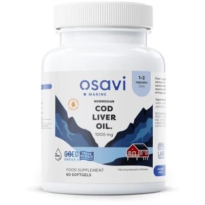 Image of Osavi Norwegian Cod Liver Oil Softgels, 1000mg (Lemon) 60 softgels