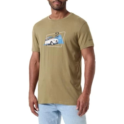 Image of CITROËN Men&#039;s T Shirt 2cv Disegnata in Stampoa Larga &amp; Logo Sullaica C24s, Moss, L