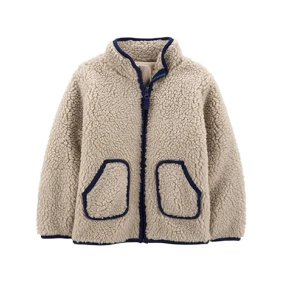 Image of Simple Joys by Carter&#039;s Baby Boys&#039; Sherpa Jacket, Washed Khaki Brown, 12 Months