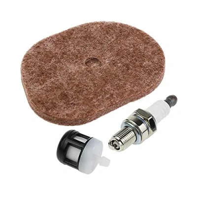 Image of OTOTEC Set of 3pcs Air Filter Fuel Spark Plug Kit 4144 124 2800/0000 350 3513 CMR6H Compatible with Stihl FS40 FS50 FS56 FS70 KM56